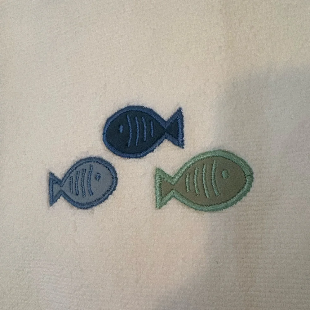 Olive & Thyme Fish Embroidered Hand Towel